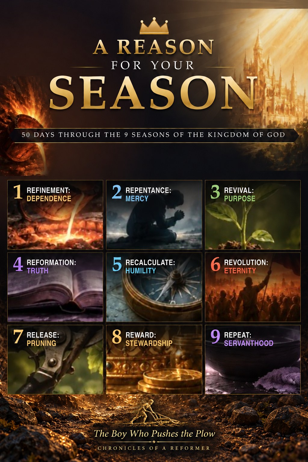 A Reason for Your Season book cover, illustrating nine seasons of the Kingdom of God